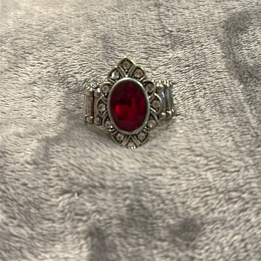 Ruby And Rhinestone Ring
